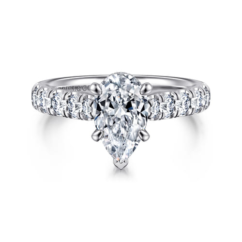 14K White Gold Pear Shape Diamond Engagement Ring
