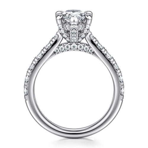 14K White Gold Pear Shape Diamond Engagement Ring