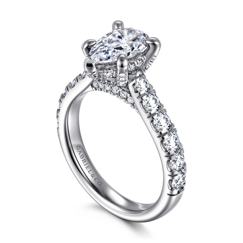 14K White Gold Pear Shape Diamond Engagement Ring