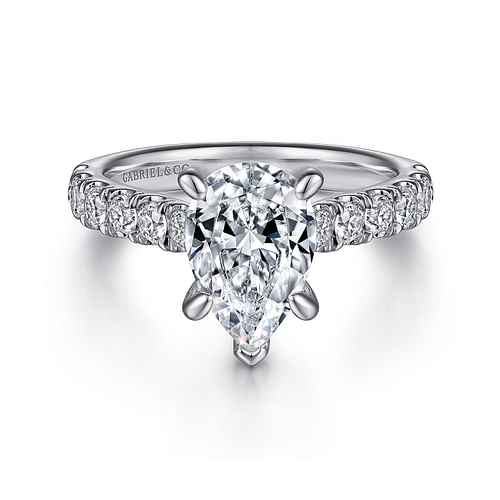 14K White Gold Pear Shape Diamond Engagement Ring