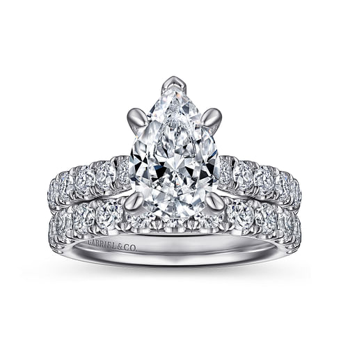 14K White Gold Pear Shape Diamond Engagement Ring