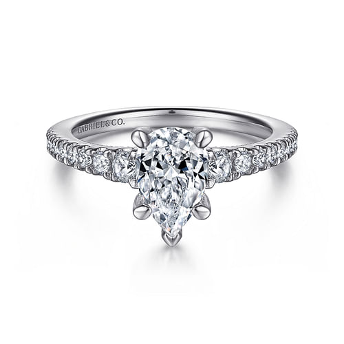 14K White Gold Pear Shape Diamond Engagement Ring