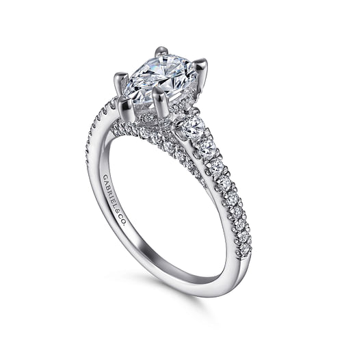 14K White Gold Pear Shape Diamond Engagement Ring