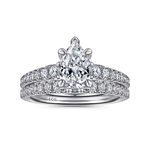 14K White Gold Pear Shape Diamond Engagement Ring