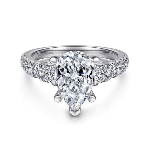 14K White Gold Pear Shape Diamond Engagement Ring