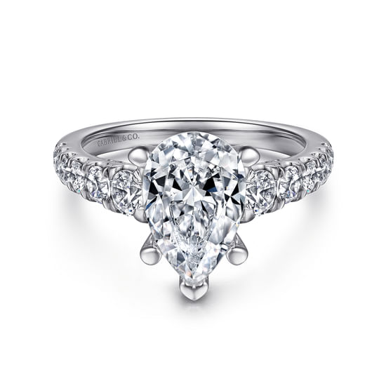 Gabriel - 14K White Gold Pear Shape Diamond Engagement Ring
