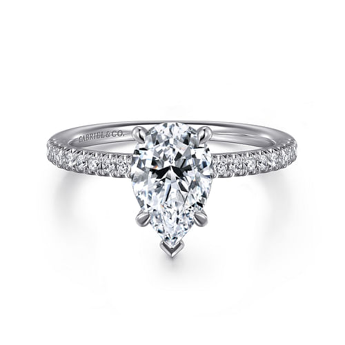 14K White Gold Pear Shape Diamond Engagement Ring