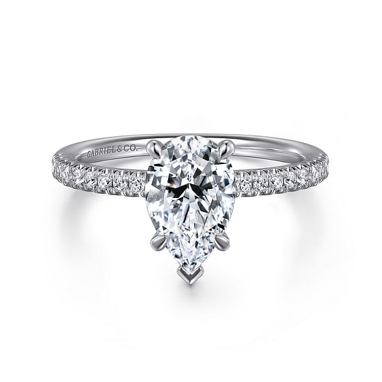 Gabriel - 14K White Gold Pear Shape Diamond Engagement Ring