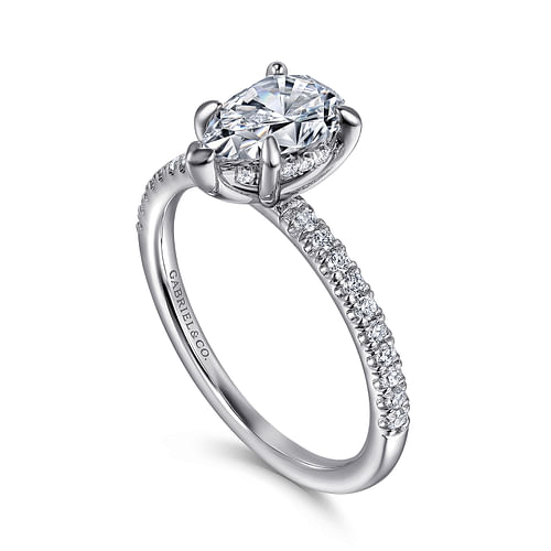 14K White Gold Pear Shape Diamond Engagement Ring