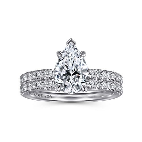 14K White Gold Pear Shape Diamond Engagement Ring