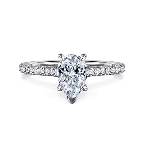 14K White Gold Pear Shape Diamond Engagement Ring