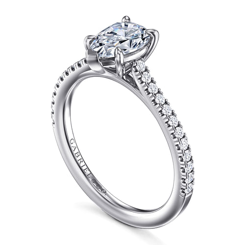 14K White Gold Pear Shape Diamond Engagement Ring