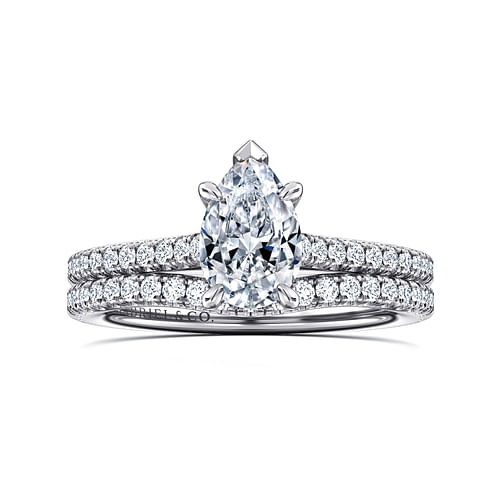 14K White Gold Pear Shape Diamond Engagement Ring