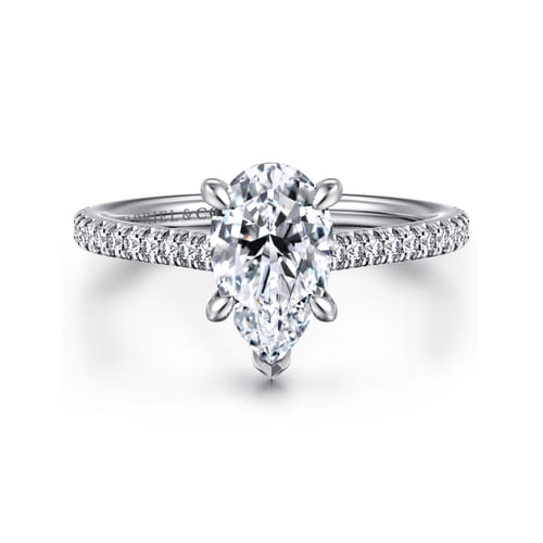 14K White Gold Pear Shape Diamond Engagement Ring