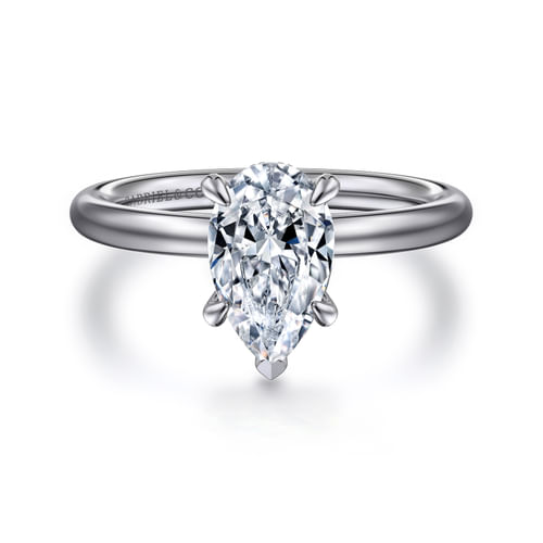14K White Gold Pear Shape Diamond Engagement Ring