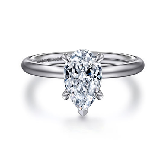 Gabriel - 14K White Gold Pear Shape Diamond Engagement Ring