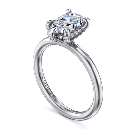 14K White Gold Pear Shape Diamond Engagement Ring