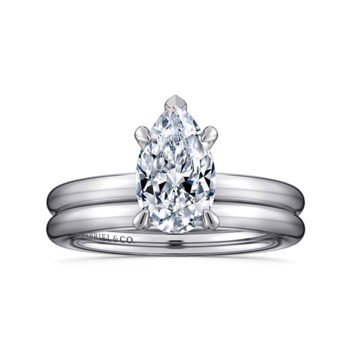 14K White Gold Pear Shape Diamond Engagement Ring