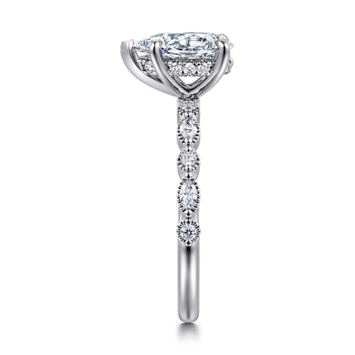 14K White Gold Pear Shape Diamond Engagement Ring