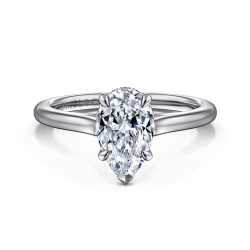 14K White Gold Pear Shape Diamond Engagement Ring