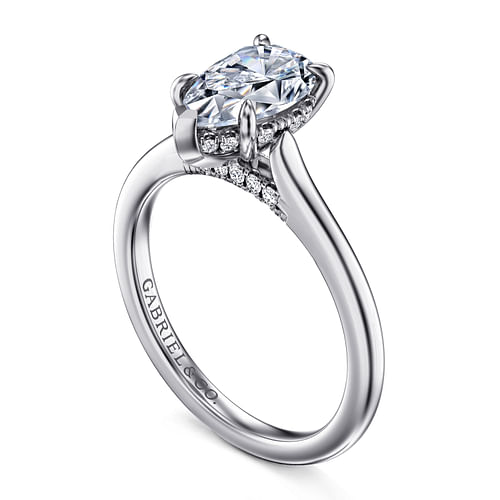 14K White Gold Pear Shape Diamond Engagement Ring