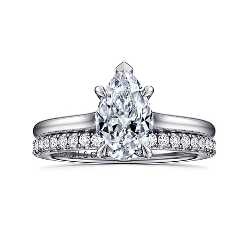 14K White Gold Pear Shape Diamond Engagement Ring