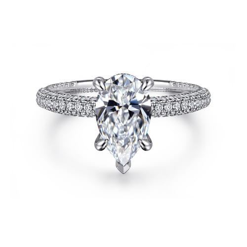 14K White Gold Pear Shape Diamond Engagement Ring