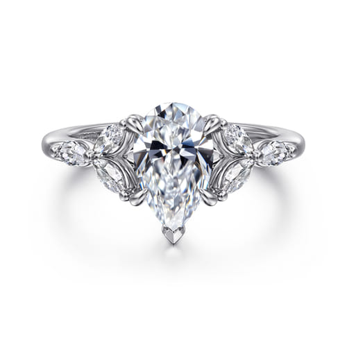 14K White Gold Pear Shape Diamond Engagement Ring
