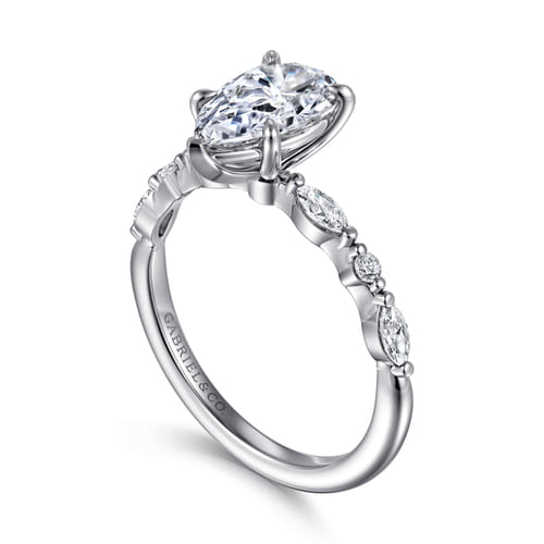 14K White Gold Pear Shape Diamond Engagement Ring