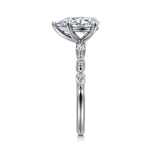 14K White Gold Pear Shape Diamond Engagement Ring