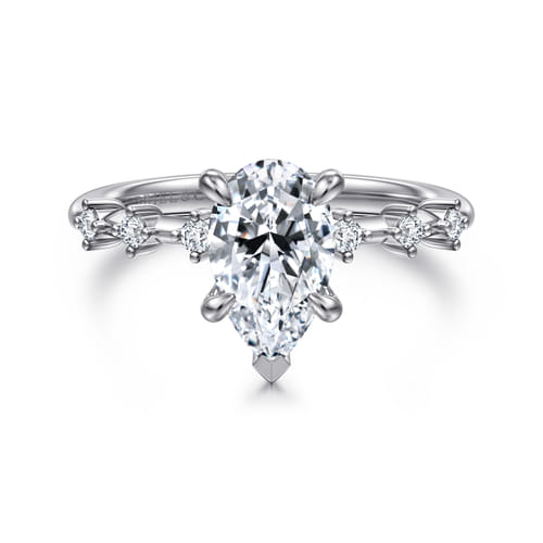 14K White Gold Pear Shape Diamond Engagement Ring
