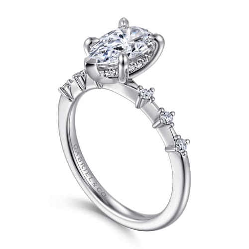 14K White Gold Pear Shape Diamond Engagement Ring
