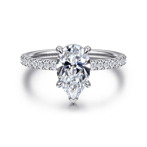14K White Gold Pear Shape Diamond Engagement Ring