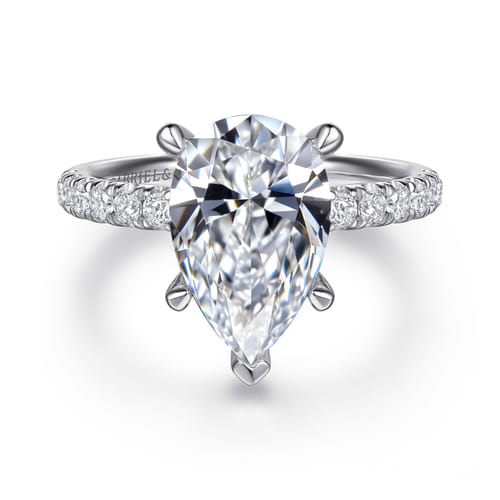 14K White Gold Pear Shape Diamond Engagement Ring
