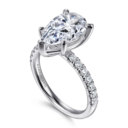 14K White Gold Pear Shape Diamond Engagement Ring