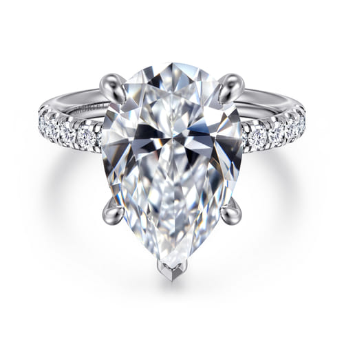 14K White Gold Pear Shape Diamond Engagement Ring