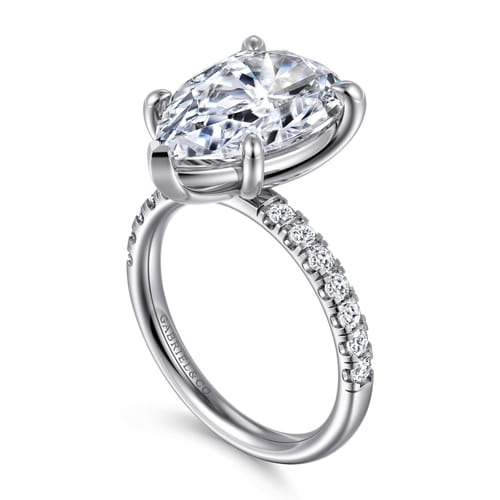 14K White Gold Pear Shape Diamond Engagement Ring