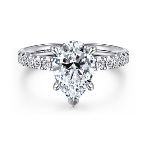 14K White Gold Pear Shape Diamond Engagement Ring