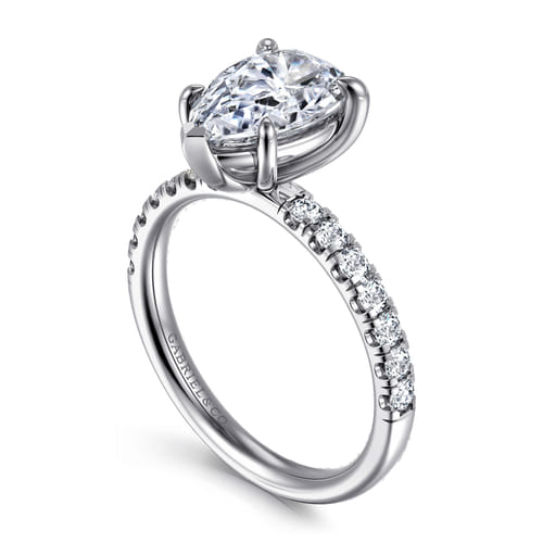 14K White Gold Pear Shape Diamond Engagement Ring