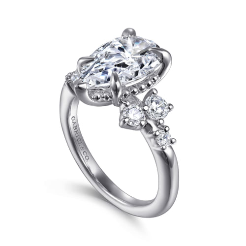 14K White Gold Pear Shape Diamond Engagement Ring