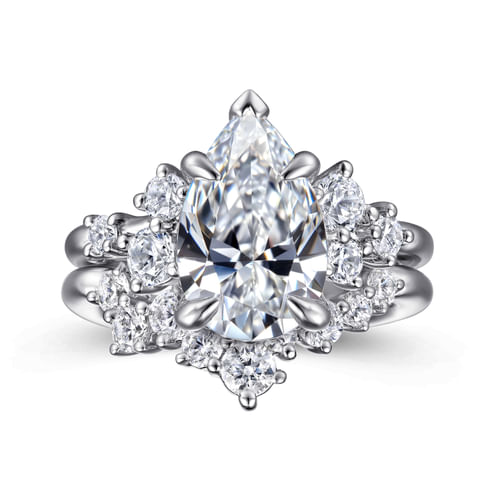 14K White Gold Pear Shape Diamond Engagement Ring
