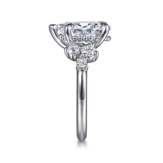 14K White Gold Pear Shape Diamond Engagement Ring angle 5