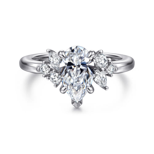 14K White Gold Pear Shape Diamond Engagement Ring