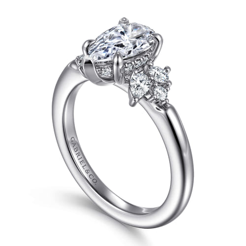 14K White Gold Pear Shape Diamond Engagement Ring