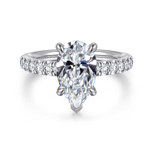 14K White Gold Pear Shape Diamond Engagement Ring