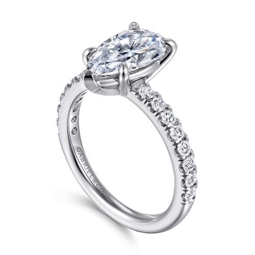 14K White Gold Pear Shape Diamond Engagement Ring