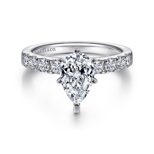 14K White Gold Pear Shape Diamond Engagement Ring