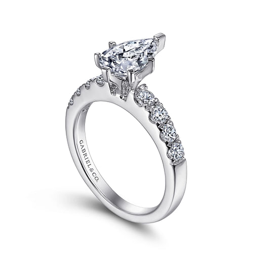 14K White Gold Pear Shape Diamond Engagement Ring