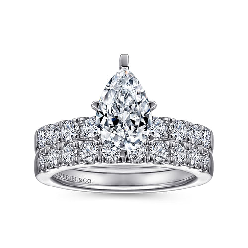 14K White Gold Pear Shape Diamond Engagement Ring