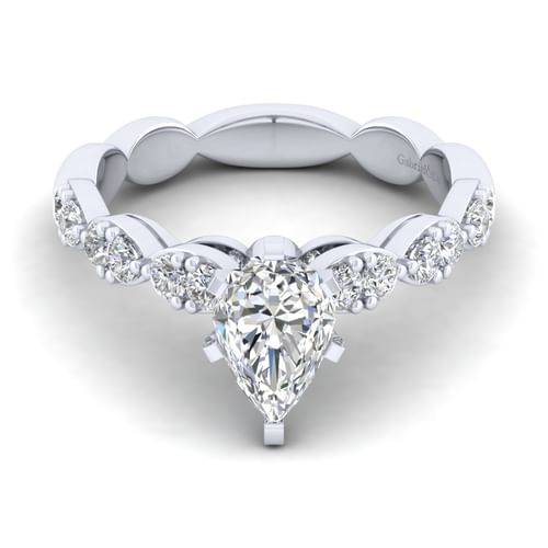 14K White Gold Pear Shape Diamond Engagement Ring